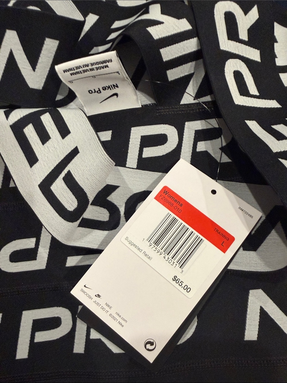 Nike Black & White NIKE PRO Logo Sports Bra - Picture 2 of 3